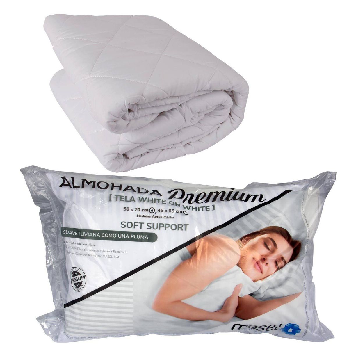 MASEL - Set cubrecolchón 1.5 pl y  almohada microfibra 50x70