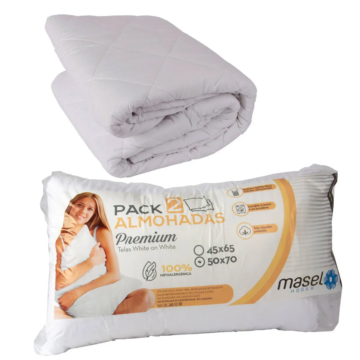 MASEL - Set cubrecolchon 2pl  y set 2 almohadas  microfibra