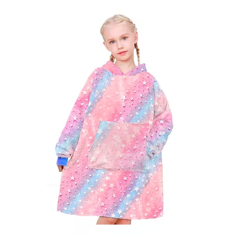 ESHOPANGIE - Polerón De Franela Con Capucha Niños Luminoso Estrellas Multicolor