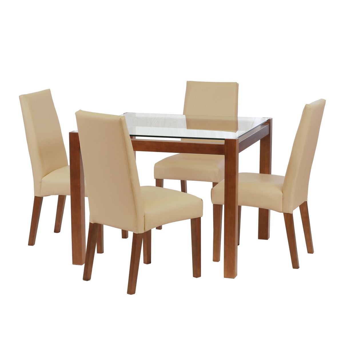LATAM HOME - Juego De Comedor Barcelona 1000X1000 Silla Cadiz PU Beige