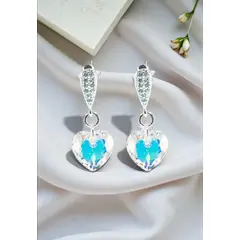 JOYAS MONTERO - Aros Amor Baño Oro Blanco creado con cristales de Swarovski® Aurora Boreal