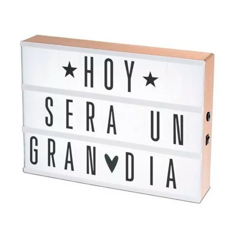 GENERICO - Caja De Luz Led A4 Pizarra Con Letras Y Emojis Xl
