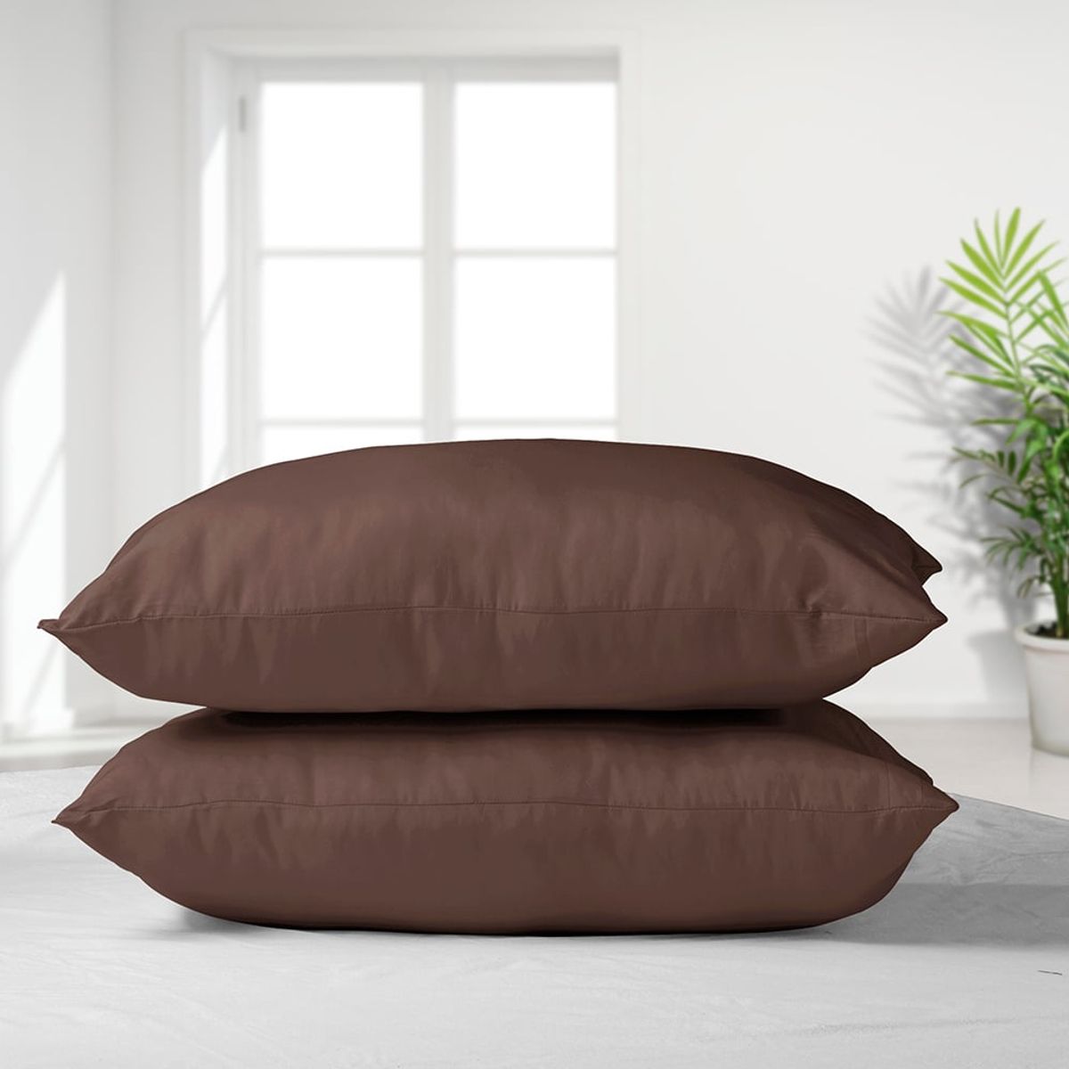 MASEL - Set 2 almohadas  50x70 premium eco colores  chocolate