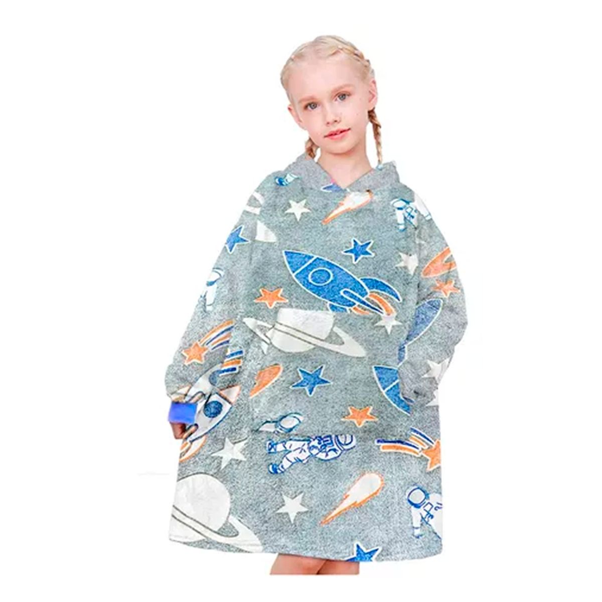 ESHOPANGIE - Polerón De Franela Con Capucha Para Niños  Nave espacial Gris