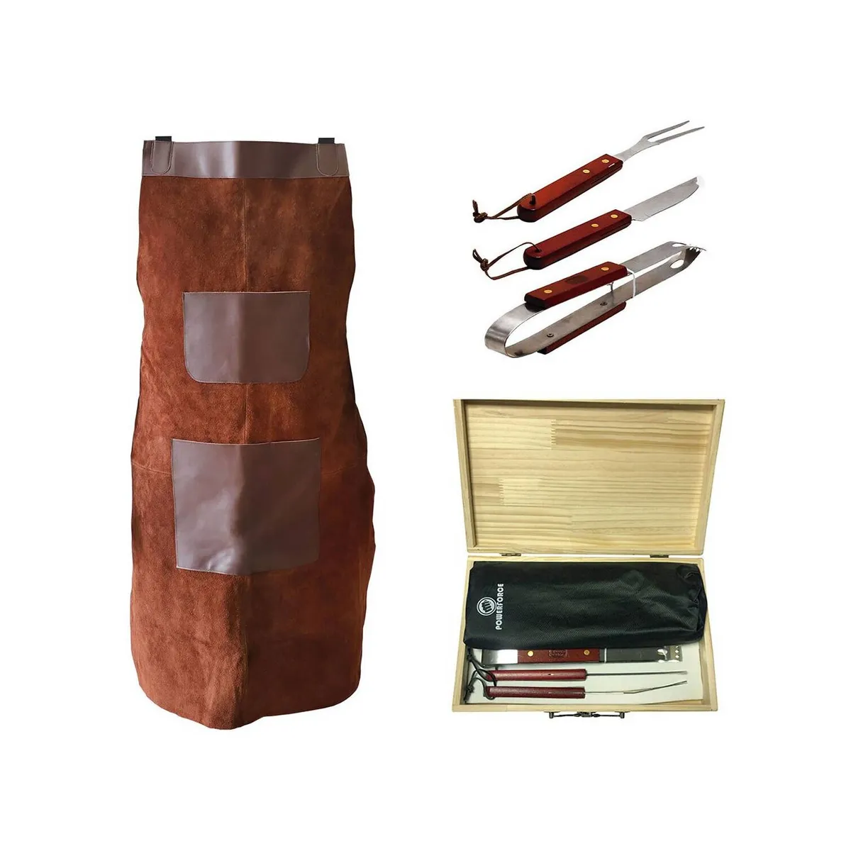 POWER FORCE - Set parrillero /Mandil de cuero  “El secreto del parrillero”