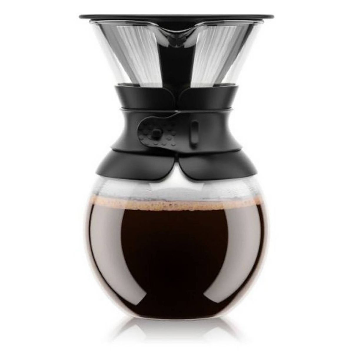 BODUM - Bodum Cafetera de Goteo 1,0 L con Cubierta de Silicona Negra – Capacidad 1 Litro, Diseño Moderno y Funcional