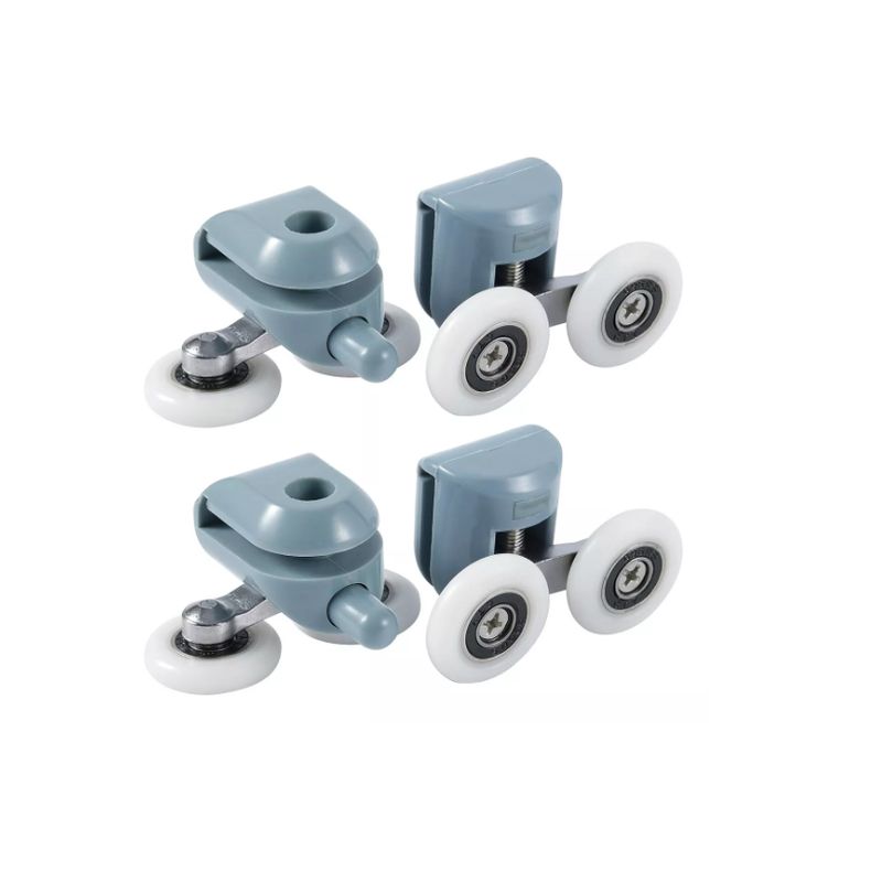 GENERICO - 4 Carros Ruedas doble Para Shower door (2 Inferiores 2 Superiores)
