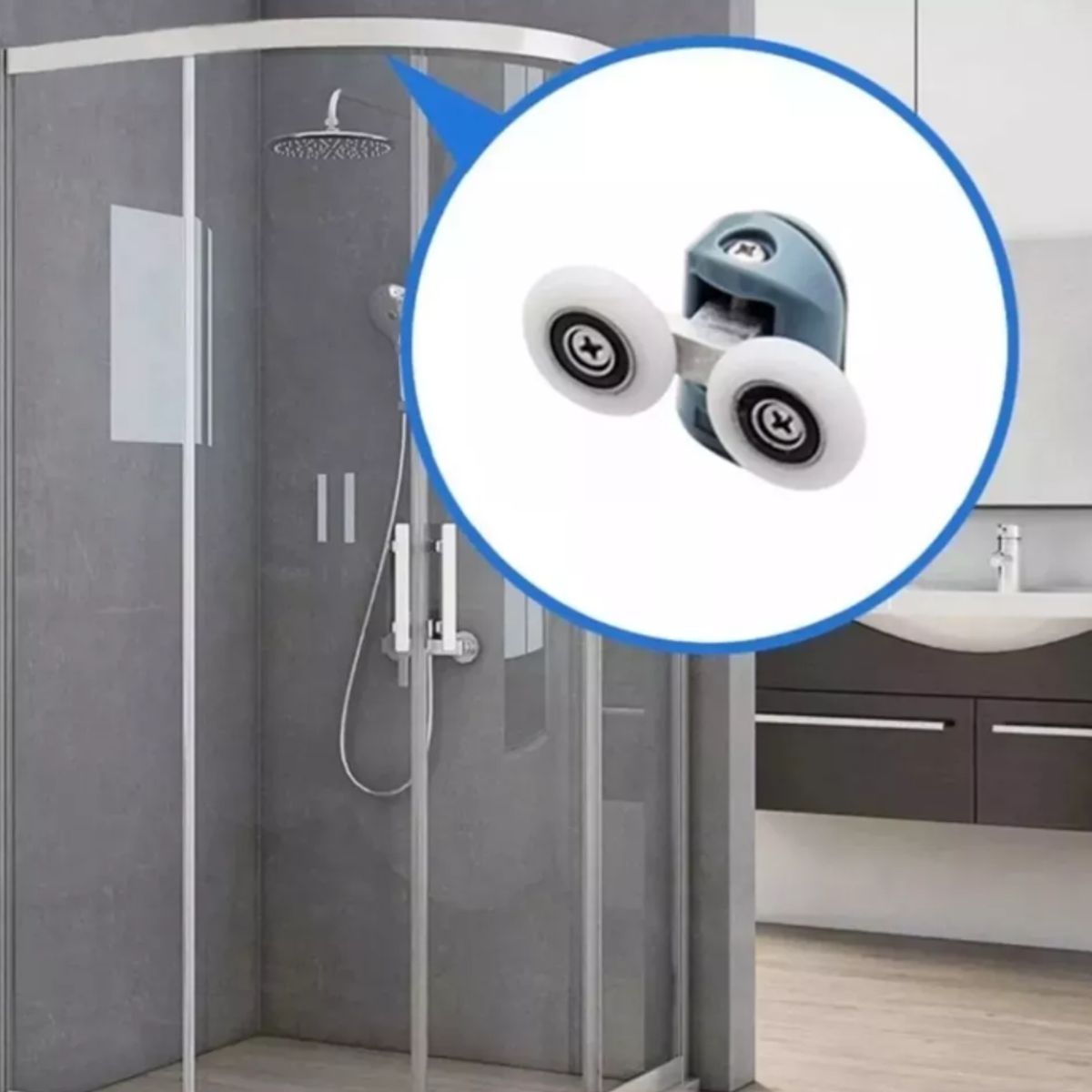 GENERICO - 4 Carros Ruedas doble Para Shower door (2 Inferiores 2 Superiores)