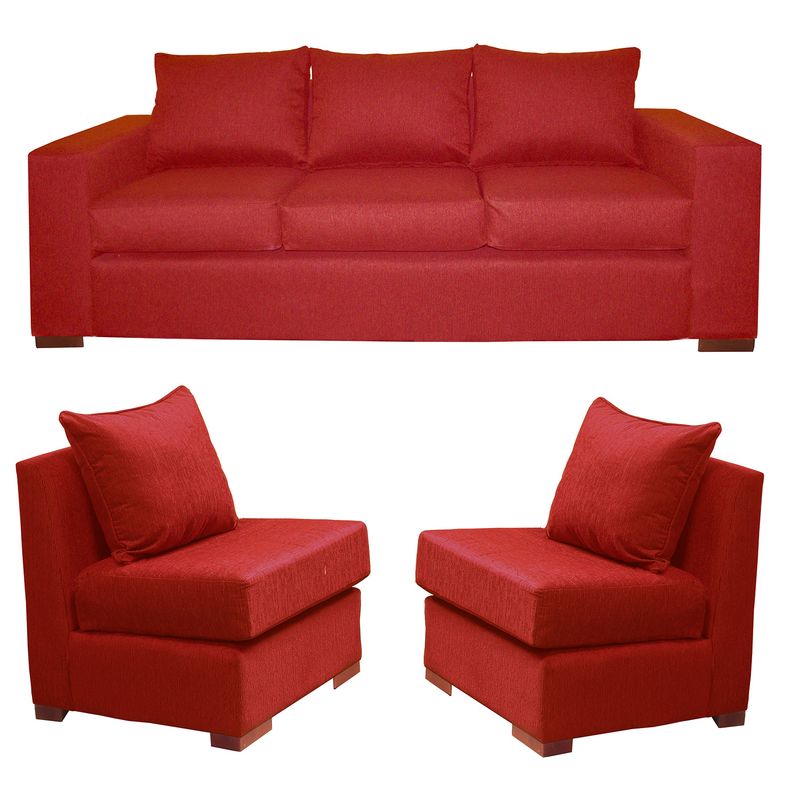 DKORA - Living Sofá 3 Cuerpos + 2 Sofás 1 Cuerpo Evans Rojo