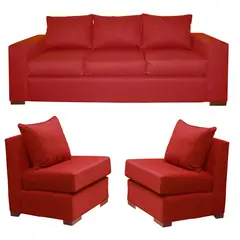DKORA - Living Sofá 3 Cuerpos + 2 Sofás 1 Cuerpo Evans Rojo