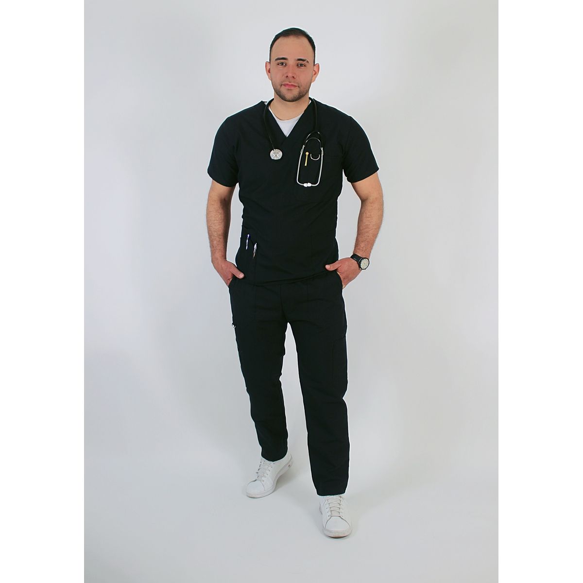 GENERICO - Uniforme Clínico Antifluido y Antibacterial Negro