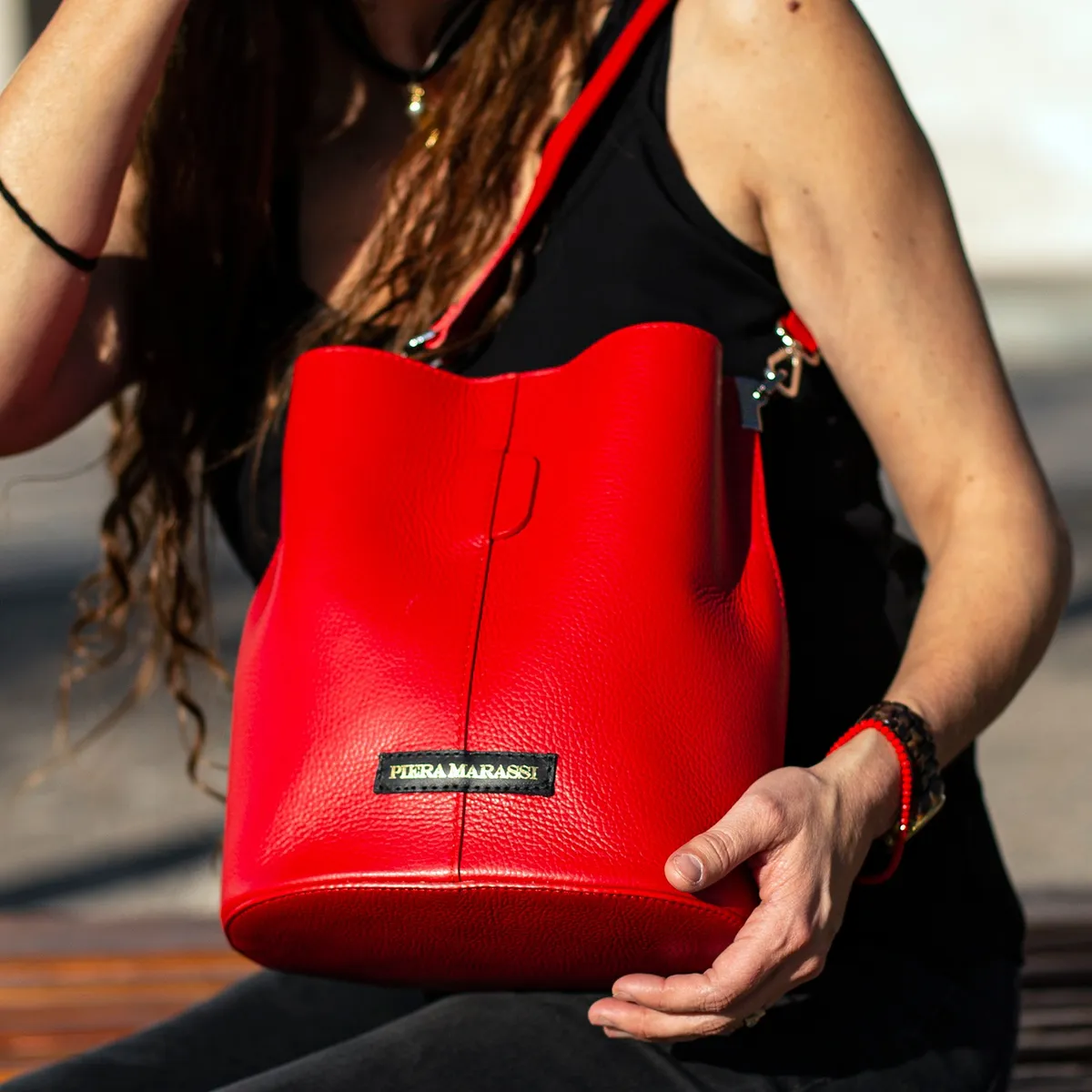 PIERA MARASSI - Cartera Piera Marassi  cuero natural genuino Modelo Simona