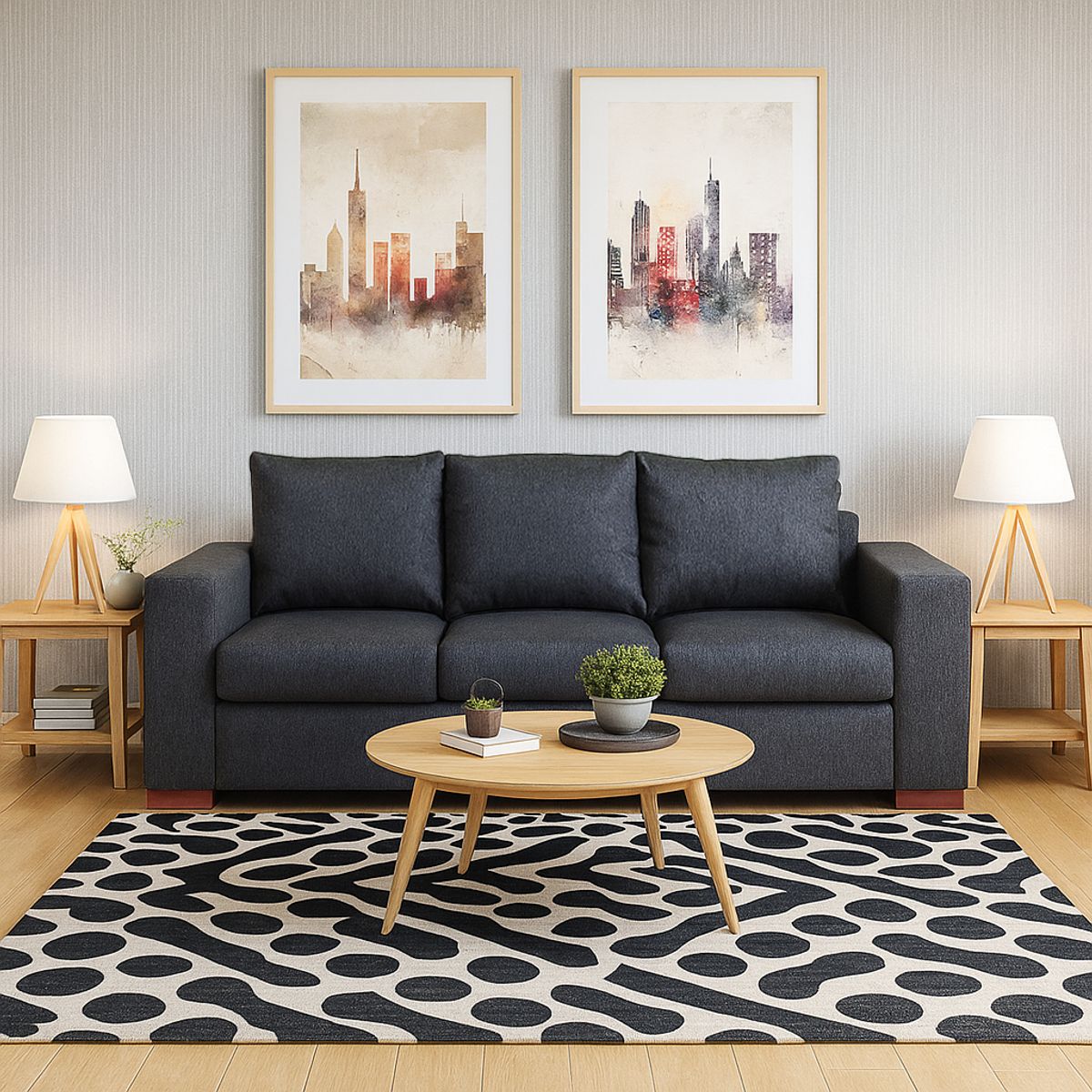 DKORA - Sofá 3 cuerpos Connor Marengo