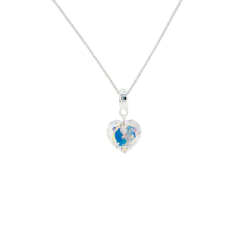 JOYAS MONTERO - Collar Amor Baño de Oro Blanco Cristal Aurora Boreal