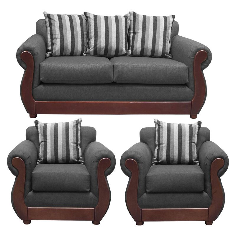 DKORA - Living Brigitte sofa 3 cuerpos + 2 sillones 1 cuerpo Marengo