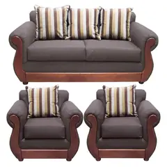 DKORA - Living Brigitte sofa 3 cuerpos + 2 sillon 1 cuerpo Chocolate