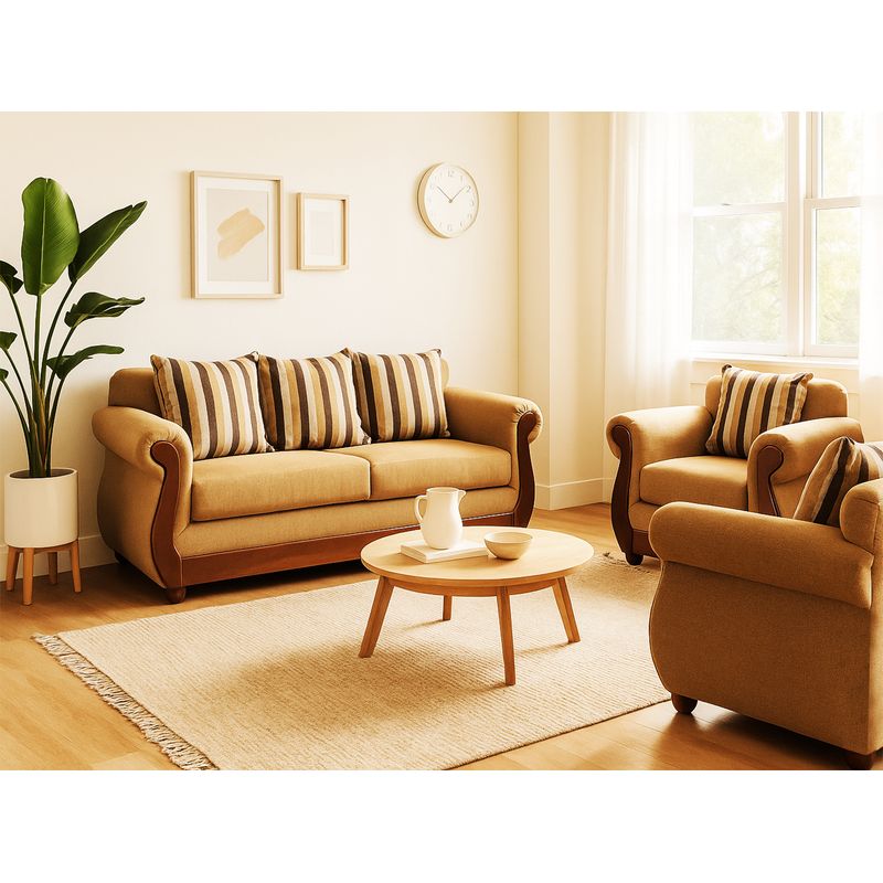 DKORA - Living  sofá 3 cuerpos + 2 sofás1 cuerpo Brigitte Beige