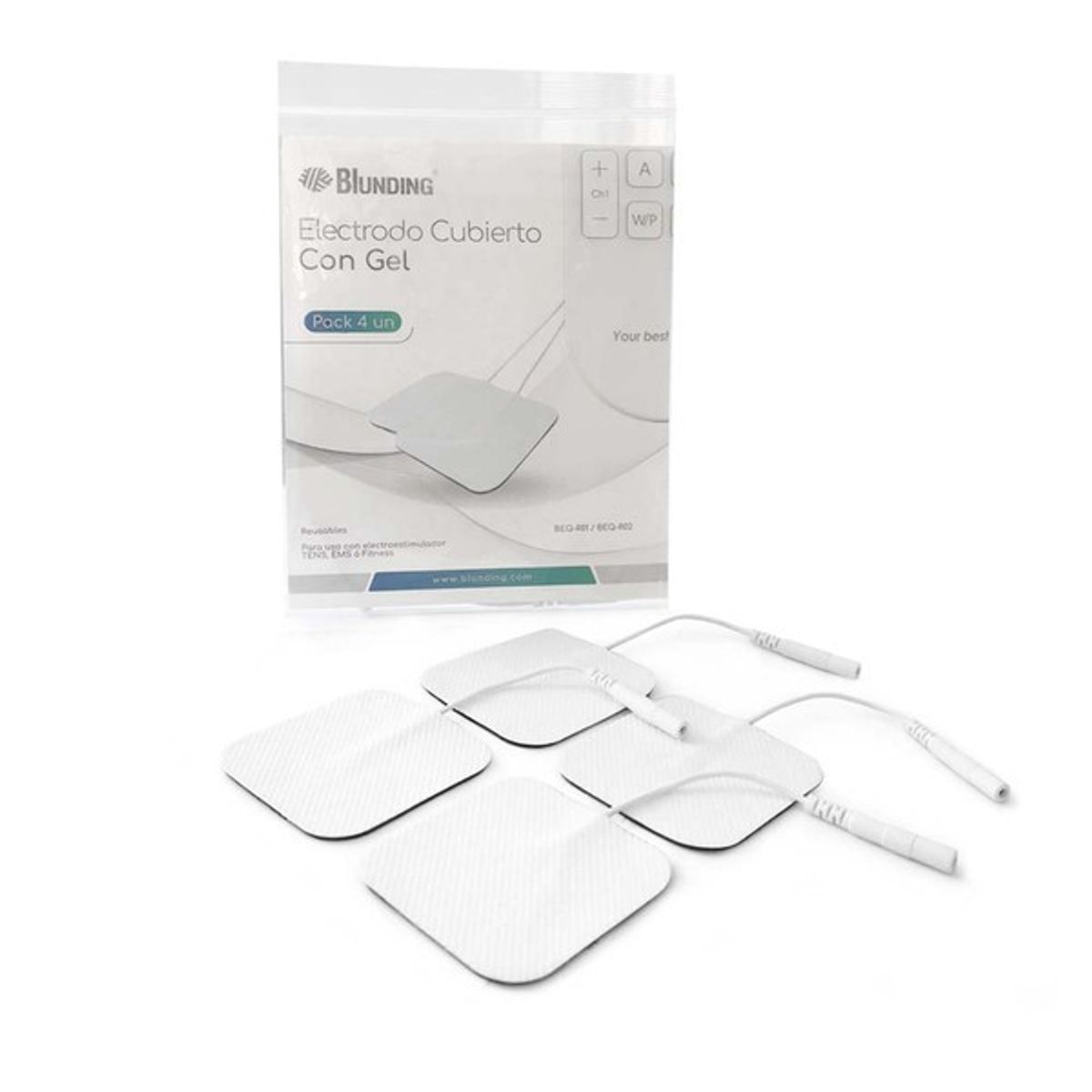 BLUNDING - Electrodo cubierto con gel 40x40 (pack 4 un)-Blunding