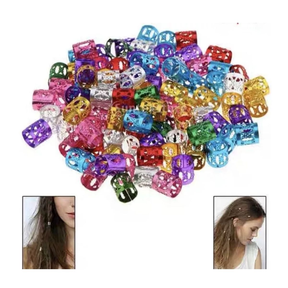 GENERICO - 1000 Anillos / Accesorios Para Trenzas Africanas / COLORES