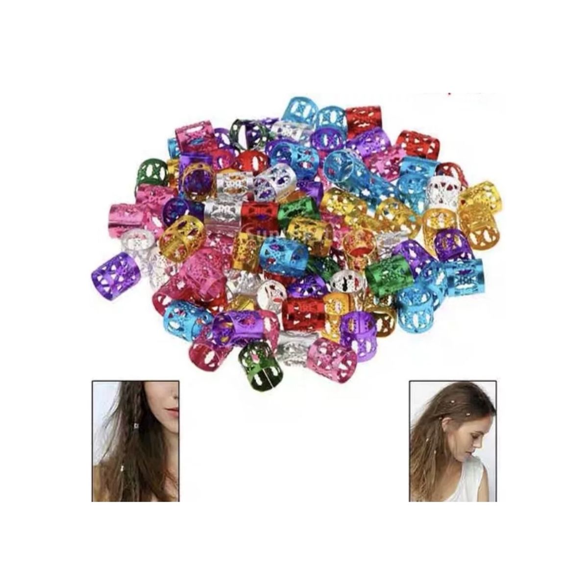 GENERICO - 1000 Anillos / Accesorios Para Trenzas Africanas / COLORES