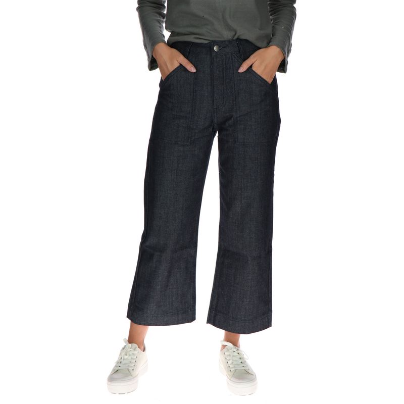 CAT - Pantalón Mujer Palazzo Jeans Negro CAT