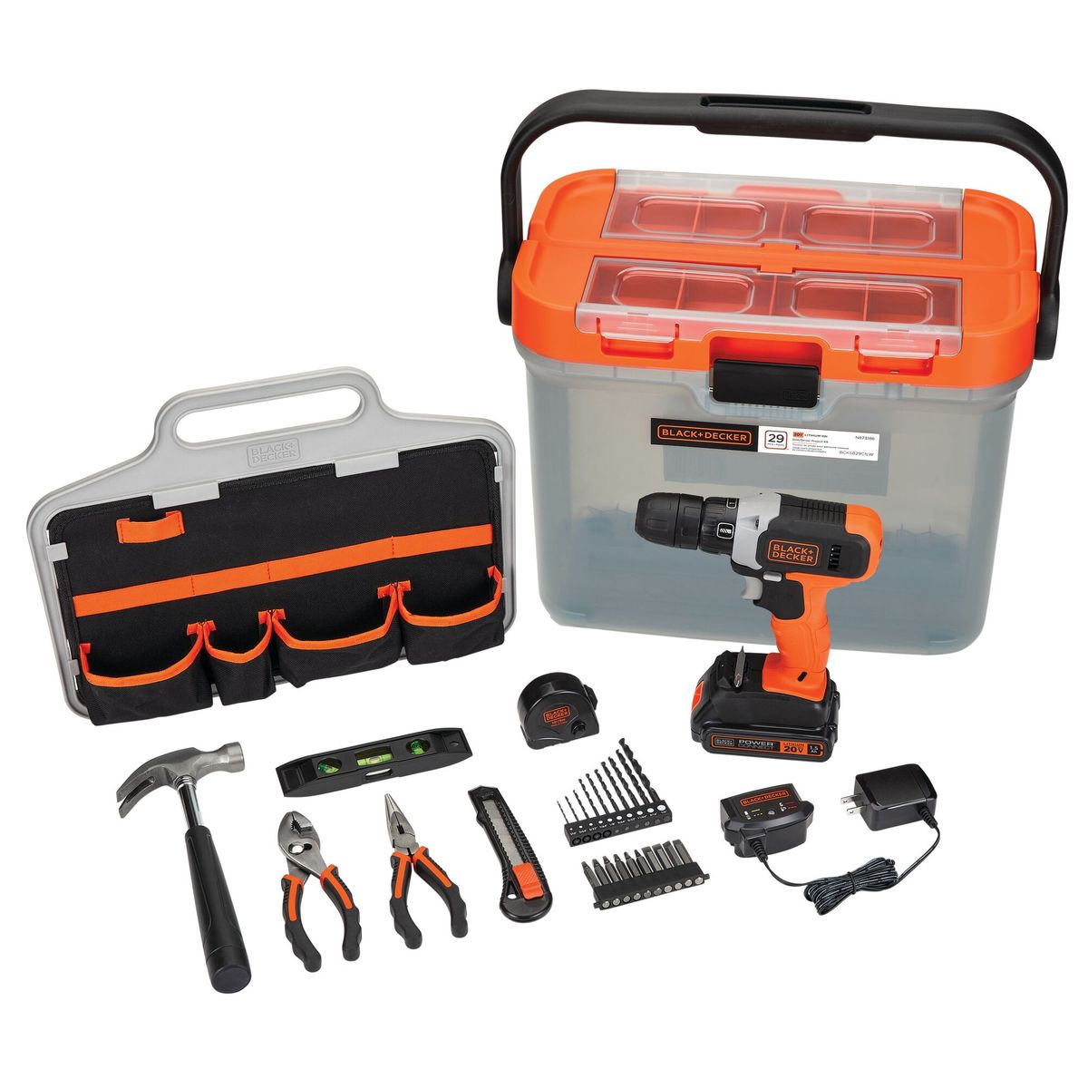 BLACK+DECKER - Kit Taladro Rotación 20V + 29 accesorios BLACK+DECKER