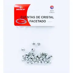 A - Cuentas de cristal facetado de color plateado de 8mm