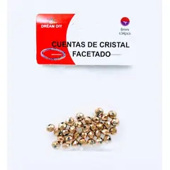 A - Cuentas de cristal facetado color dorado de 8mm