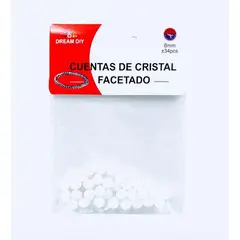 A - Cuentas de cristal facetado color blanco de 8mm