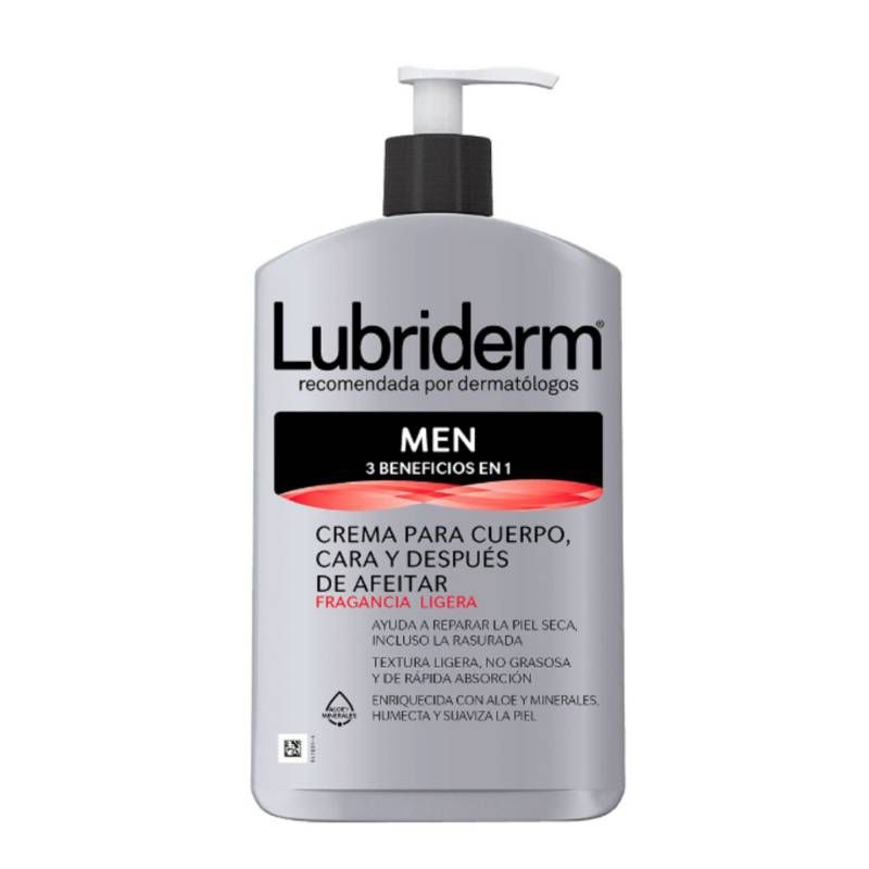 LUBRIDERM - Crema Cuerpo y Cara Lubriderm Men 3 en 1 Dosificador 400mL.-