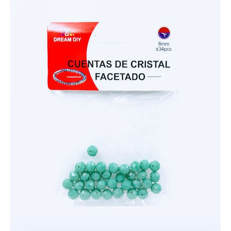 A - Cuentas de cristal facetado color esmeralda de 8mm