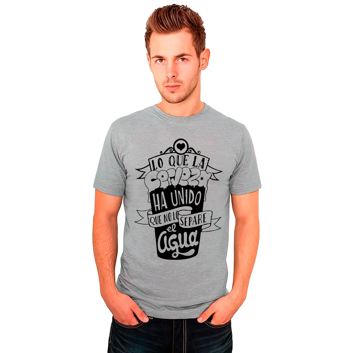 CHATICAS - Polera Hombre 100Algodón Dia Del Padre Cerveza Y No Agua Blanco