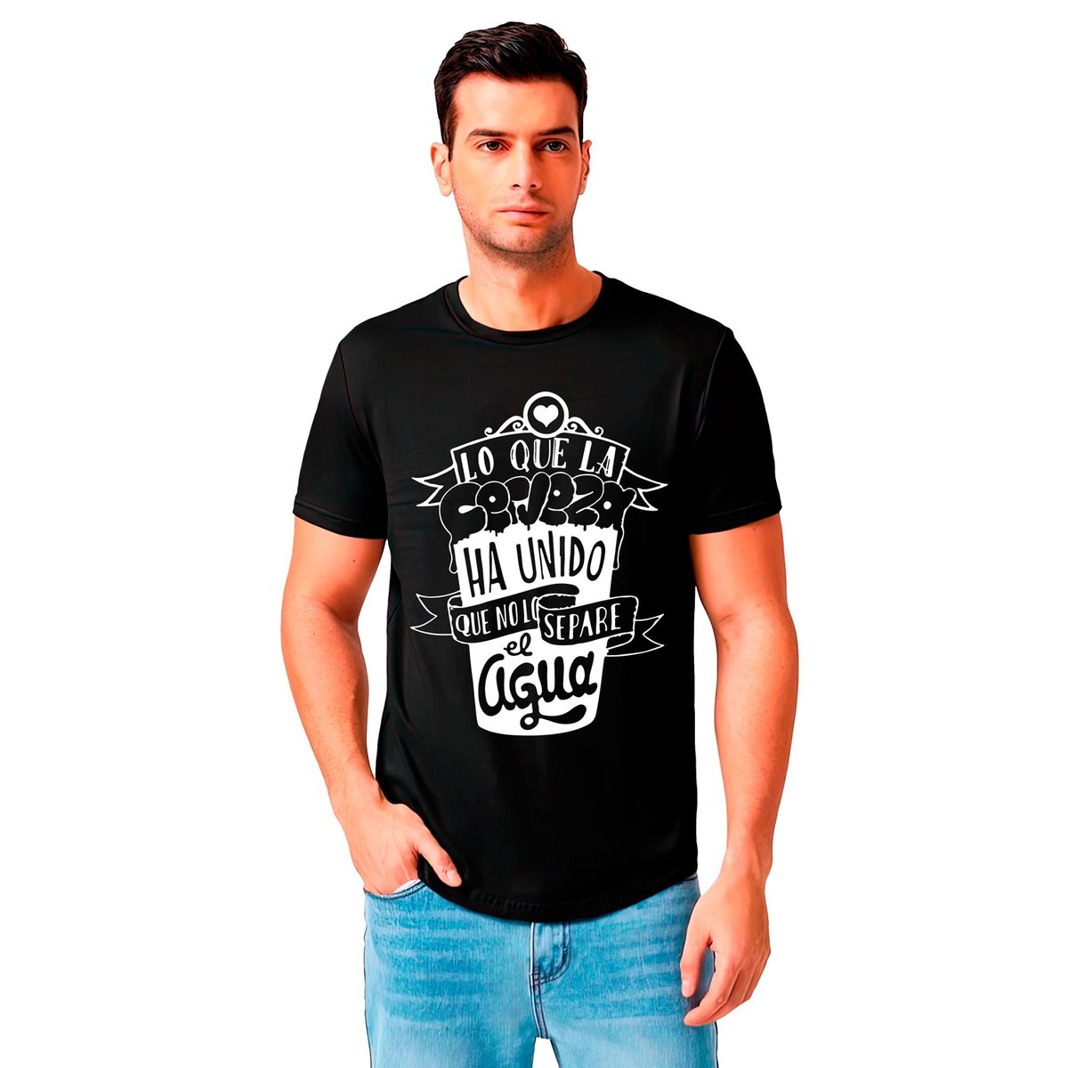 CHATICAS - Polera Hombre 100Algodón Dia Del Padre Cerveza Y No Agua Blanco