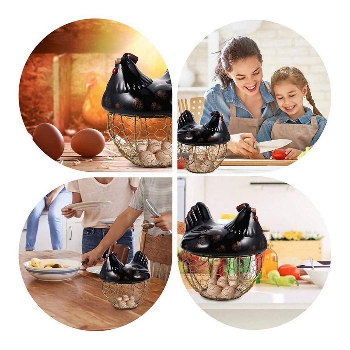 GENERICO - Gallina Decorativa Porta Huevos Cesta De Huevos