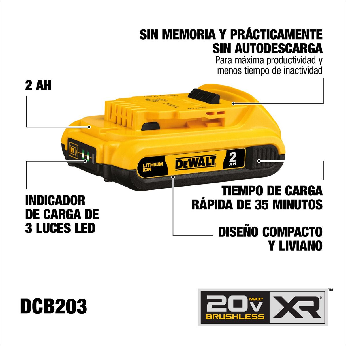 DEWALT - Kit 2 Baterias 20v 2ah Dewalt Dcb203