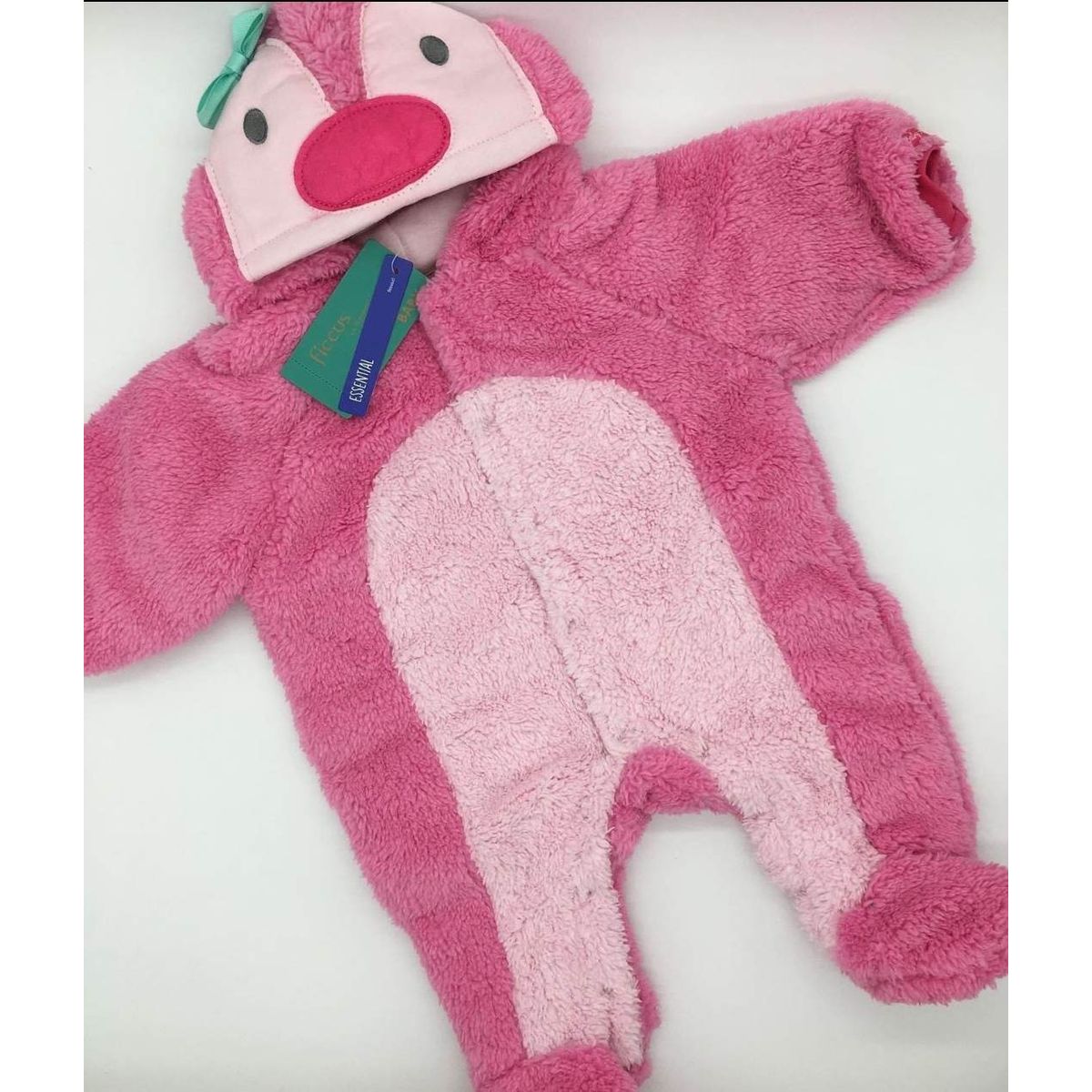 FICCUS - Osito enterito mameluco con gorro  peludito invierno bebe Algodon RN