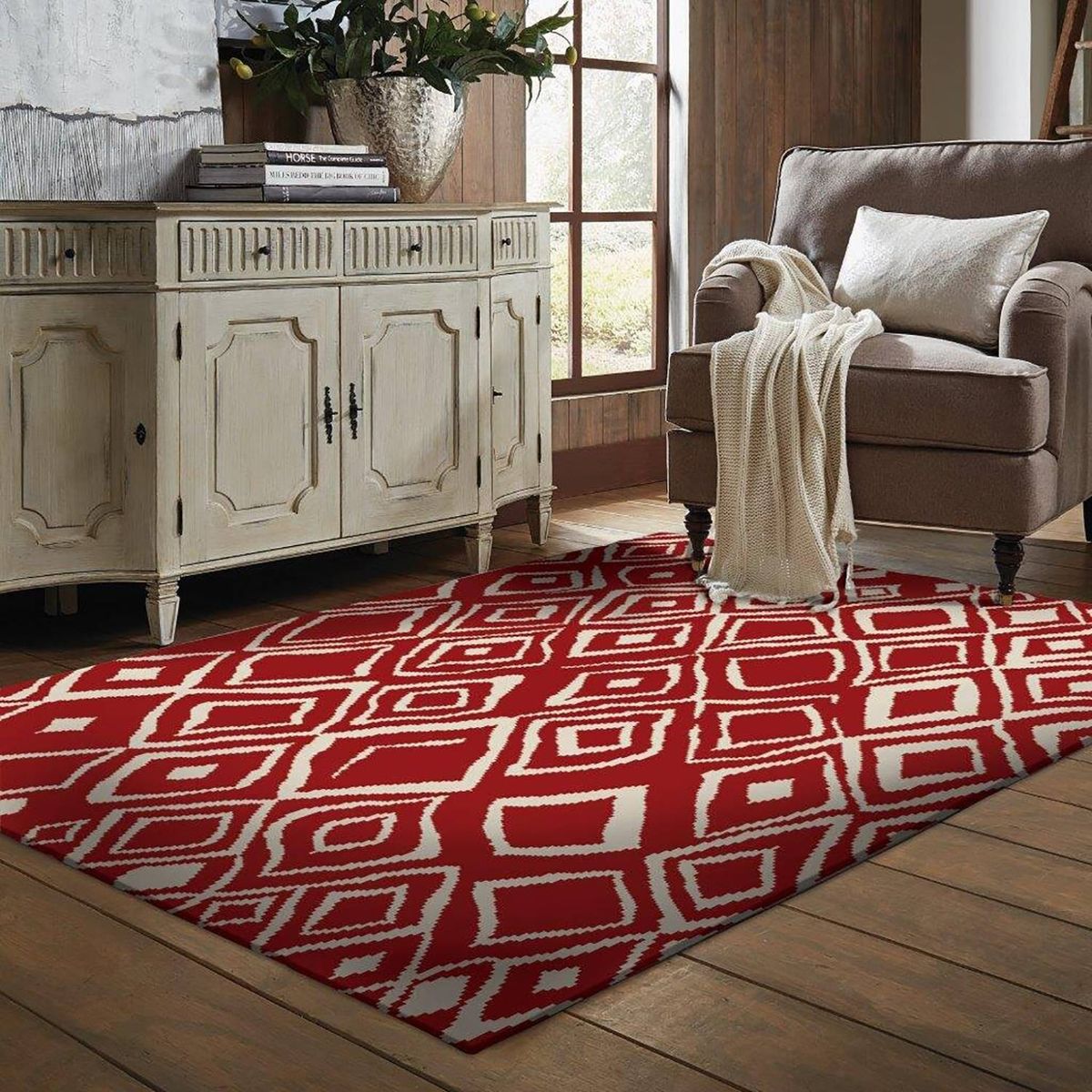 MASEL - Alfombra shag lila anat3-160 x230 cms Roja