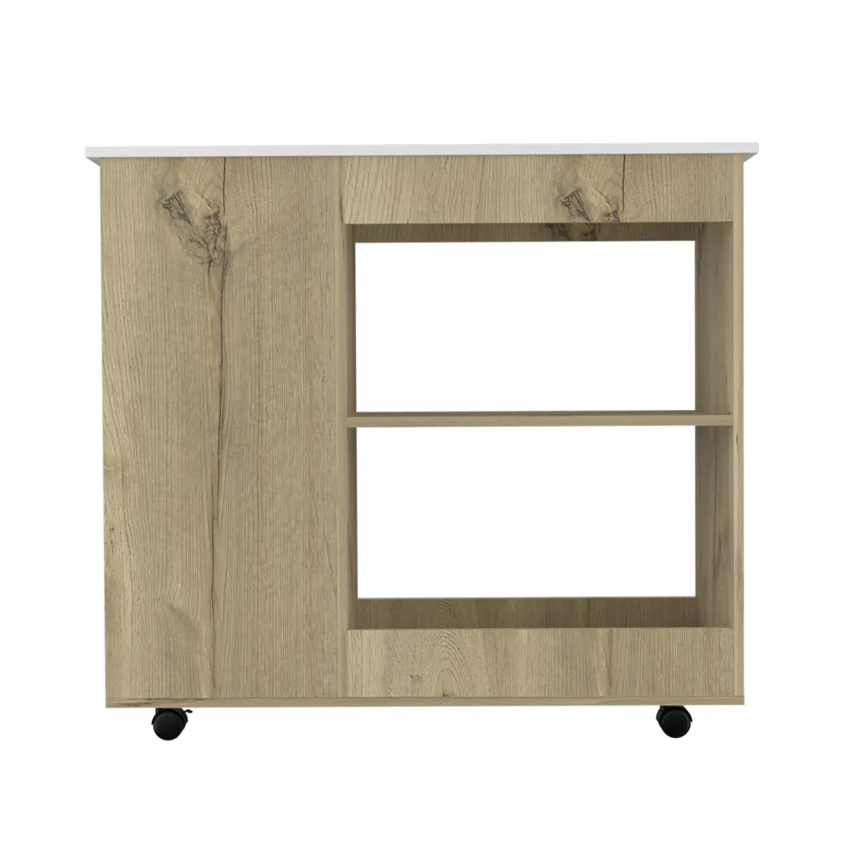 FMFURNITURE - Isla De Cocina Con Ruedas Café Claro 160.7x70x36.3 cm…