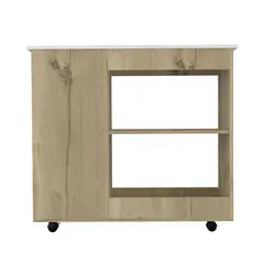 FMFURNITURE - Isla De Cocina Con Ruedas Fm-002C Cafe Claro