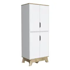 FMFURNITURE - Mueble Alacena 4 Puertas Blanco 90x100x40 cm
