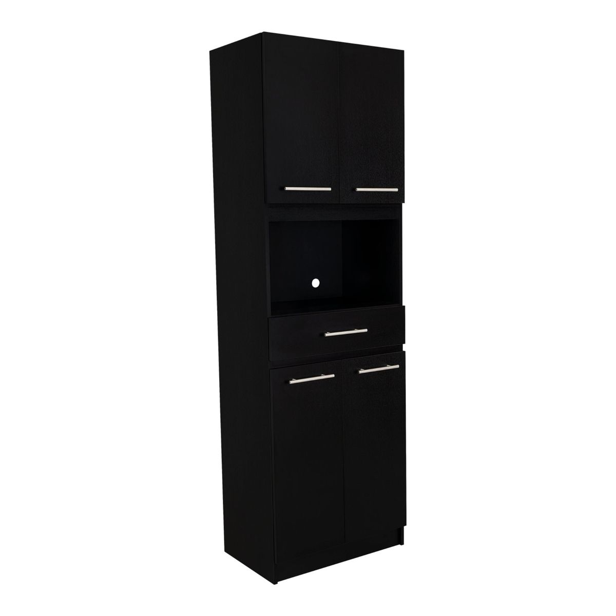 FMFURNITURE - Mueble De Cocina Para Microondas 4 Puertas Negro 60x50x33.5 cm