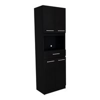 Mueble De Cocina Para Microondas 4 Puertas Negro 60x50x33.5 cm