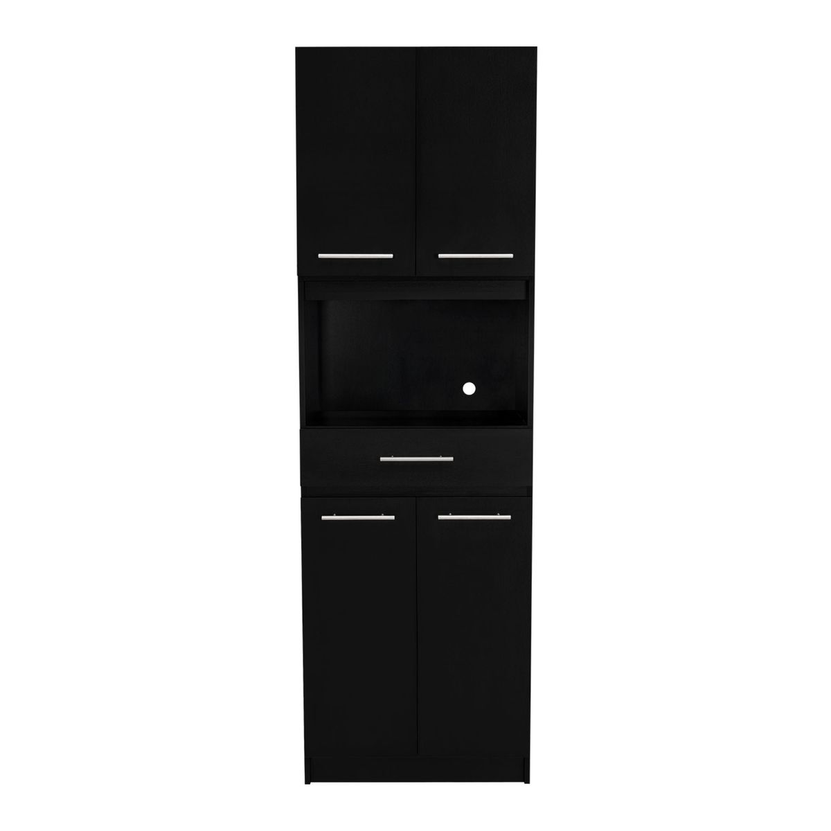 FMFURNITURE - Mueble De Cocina Para Microondas 4 Puertas Negro 60x50x33.5 cm