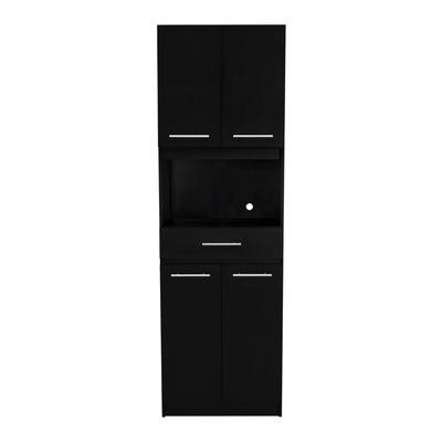 Imagen 2 del producto Mueble De Cocina Para Microondas 4 Puertas Negro 60x50x33.5 cm