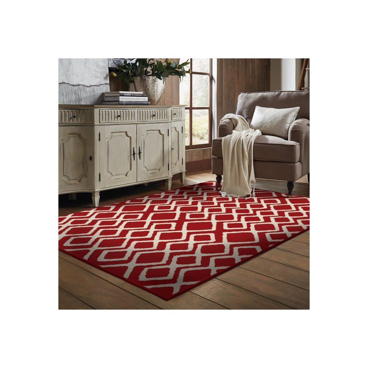 MASEL - Alfombra shag lila anat1-200 x285 cms roja