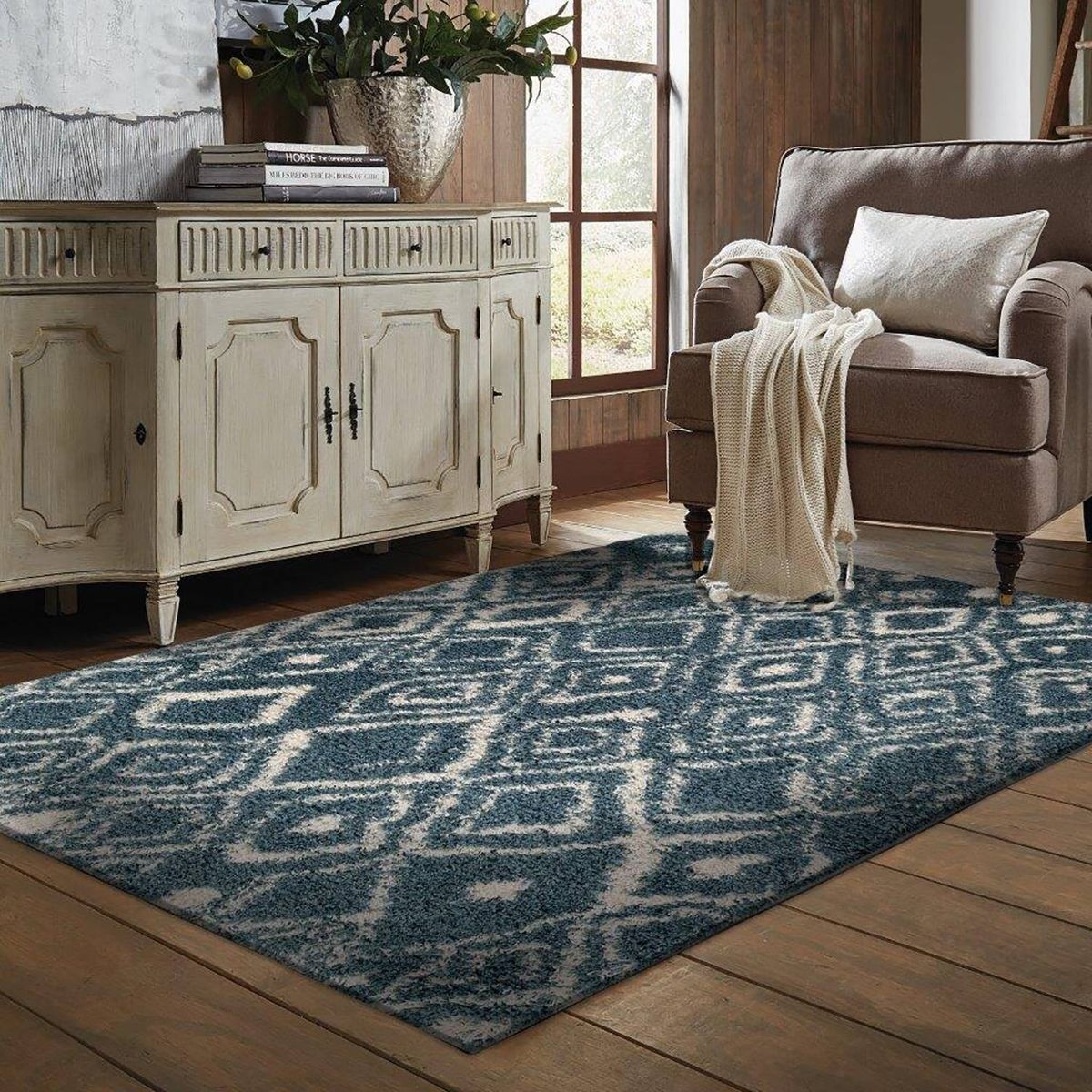 MASEL - Alfombra shag lila  anat3-140 x200 cms turquesa