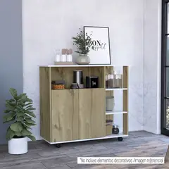 FMFURNITURE - Isla De Cocina Con 2 Puertas Café Claro 49x100x32 cm