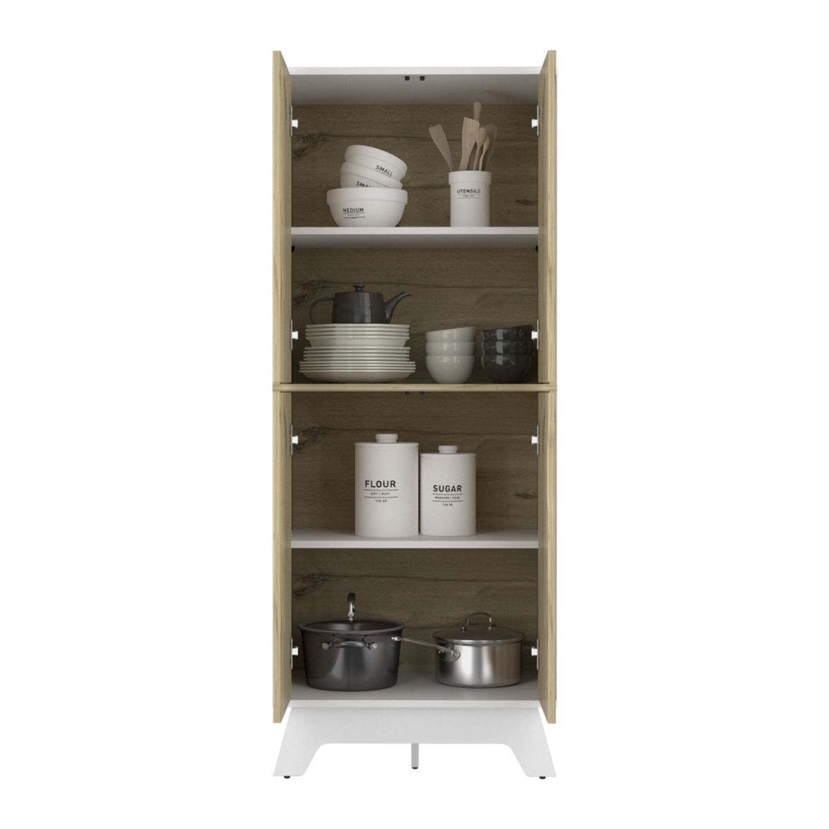 FMFURNITURE - Mueble Alacena 4 Puertas Café Claro 150.5x60x40 cm