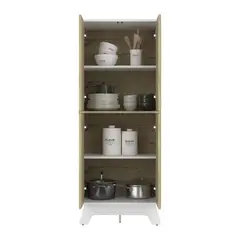FMFURNITURE - Mueble Alacena 4 Puertas Café Claro 150.5x60x40 cm