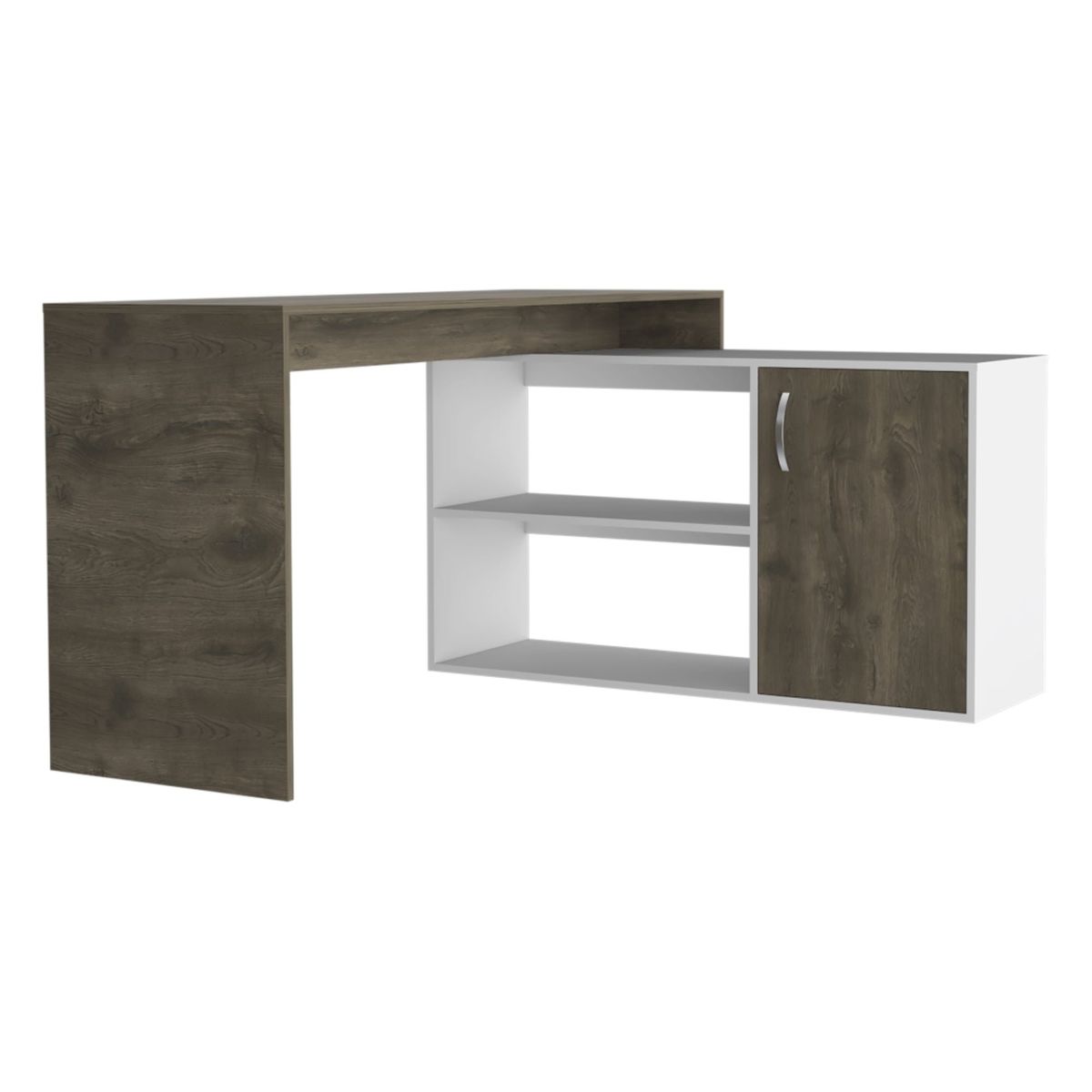 FMFURNITURE - Escritorio - Café Oscuro y Blanco 76.5x151.5x116.5 cm…
